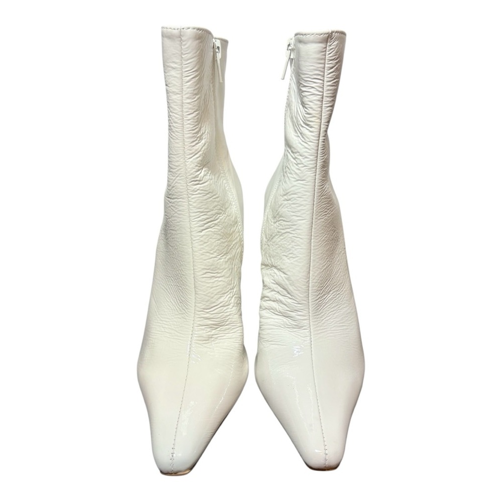 STEVE MADDEN Zoe White Patent Heeled Booties - Picture 2 of 9